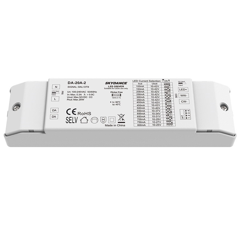 20W 100-800mA Constant Current 3CCT DALI LED Driver