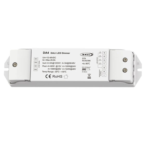 4 Channel 5A DT6 Constant Voltage DALI LED Dimmer