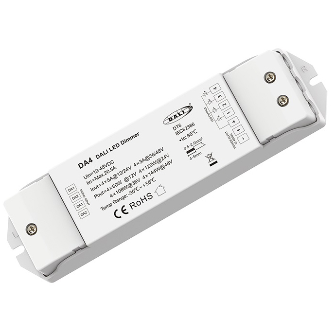 4 Channel 5A DT6 Constant Voltage DALI LED Dimmer