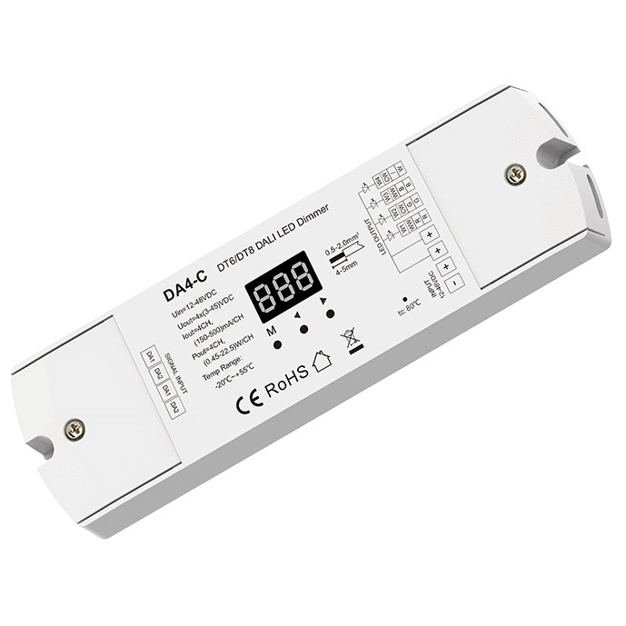 4CH 150-500mA LED DT8 Constant Current DALI Dimmer