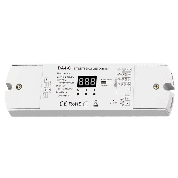 4CH 150-500mA LED DT8 Constant Current DALI Dimmer