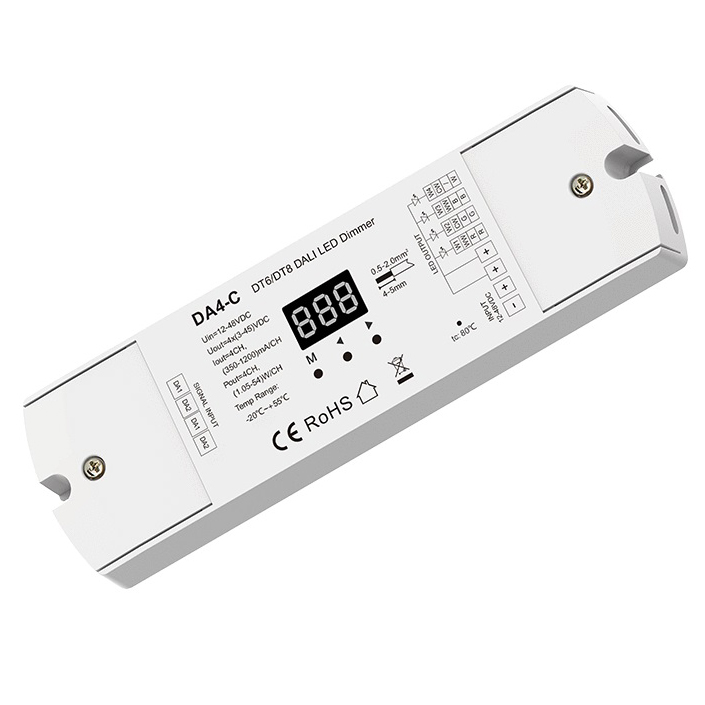 4 Channel 350-1200mA DT8 Constant Current DALI Dimmer