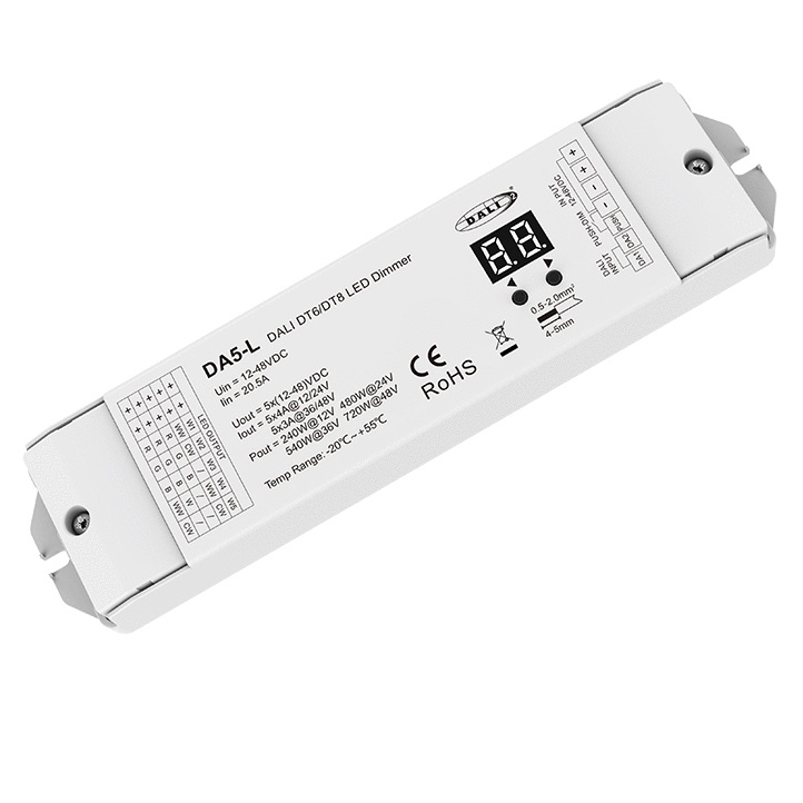 5 Channel 4A DT6 DT8 CV Constant Voltage DALI LED Dimmer