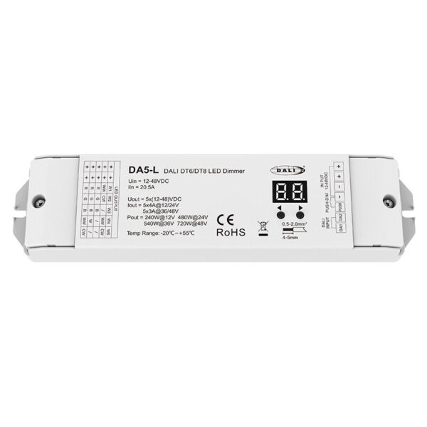 5 Channel 4A DT6 DT8 CV Constant Voltage DALI LED Dimmer