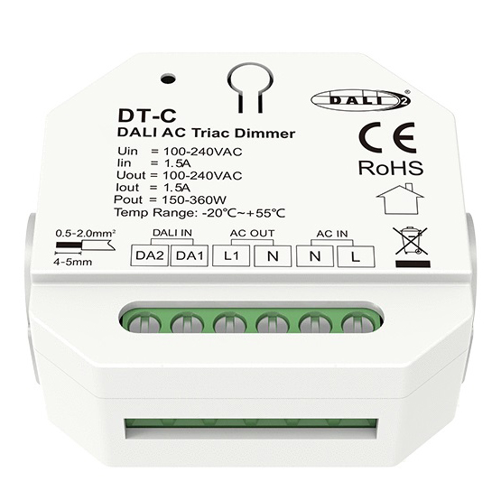 150-360W 110-240V AC DT4 Push DALI Phase Cut Dimmer